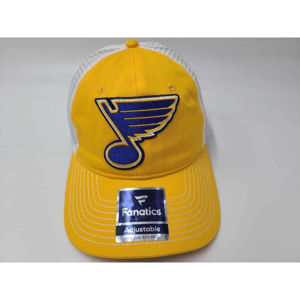 St Louis Blues Fanatics Mesh Trucker Snapback Hat Cap Men Women NHL Yellow White